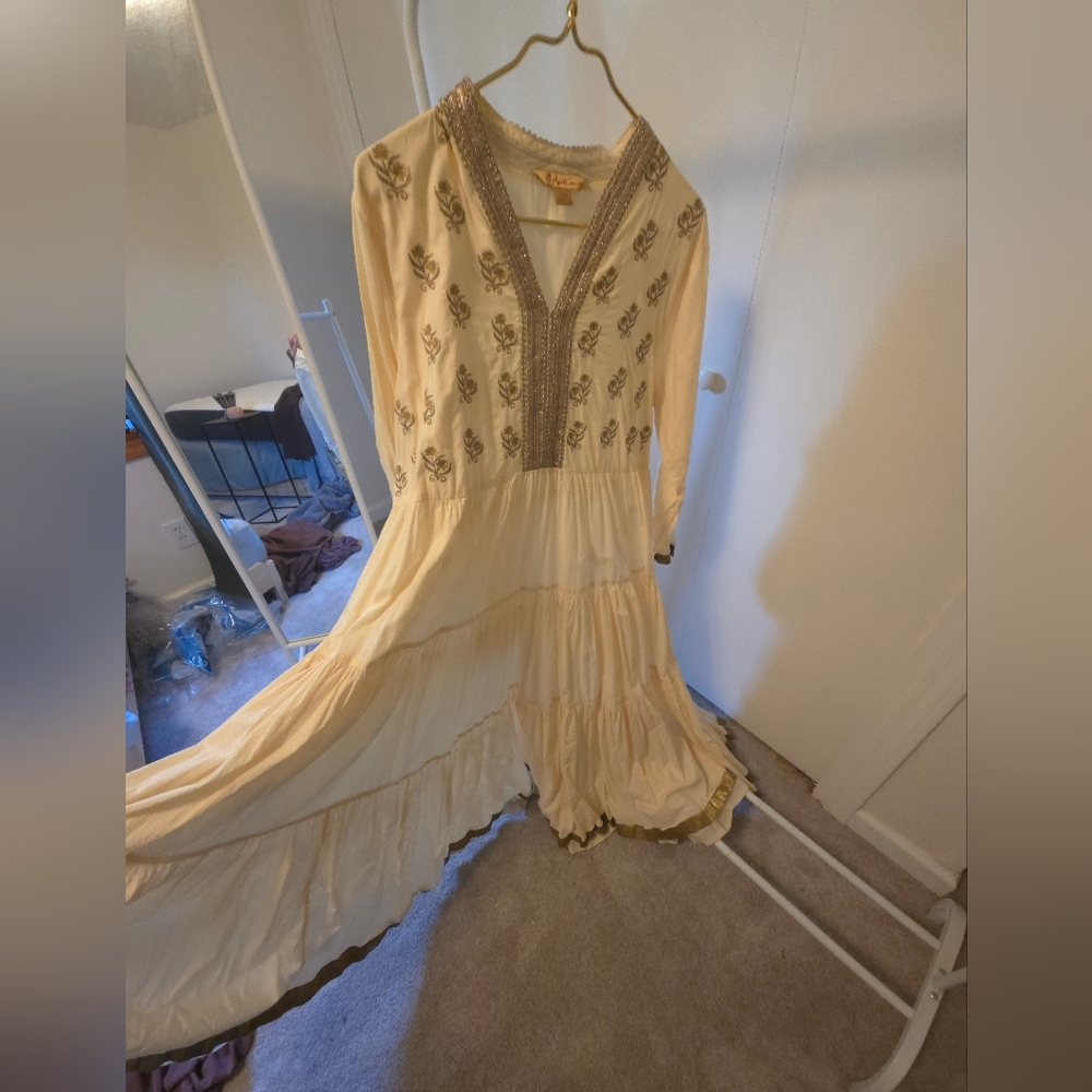 Elegant Cream Embroidered Dress
